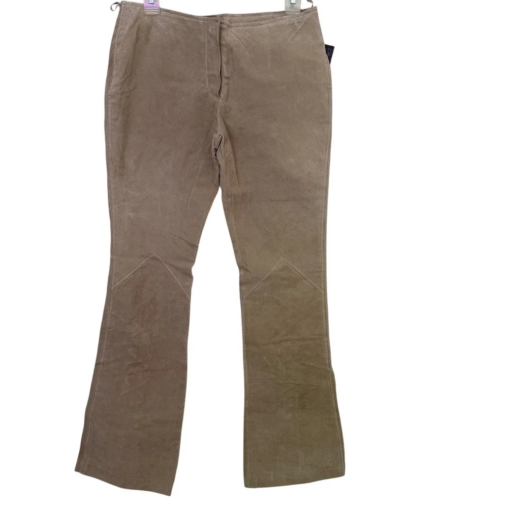 VTG Y2K Joe Boxer Lace Up Suede Leather Flare Pants BOHO Western Hippie‎ Size 5
